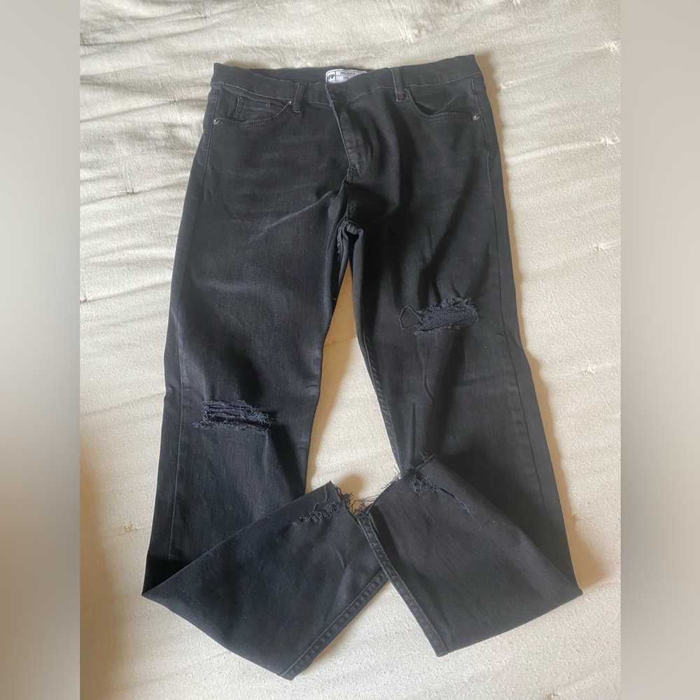Free People Black Distressed Jeans